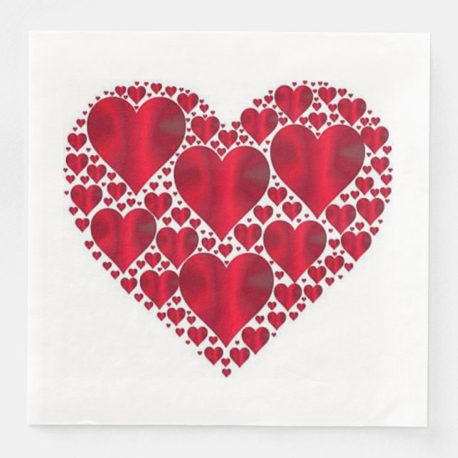 ROTE HERZEN FÜR DEN VALENTINTAG SERVIETTE (Vorderseite)