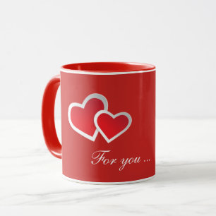 Rote Herzen für Sie ... Personalisiere Tasse