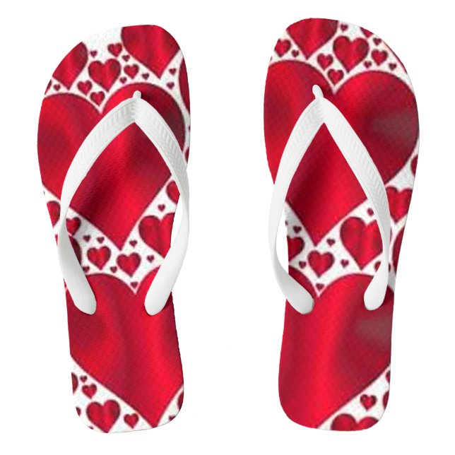ROTE HERZEN FÜR VALENTINSTAG FLIP FLOPS (Fußbett)