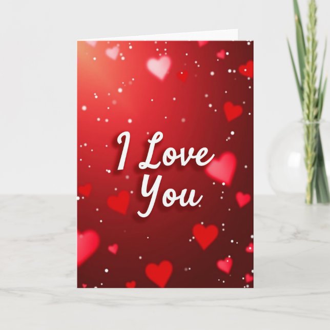 Rote Herzen glitzern Ich liebe dich Karte (Vorderseite)