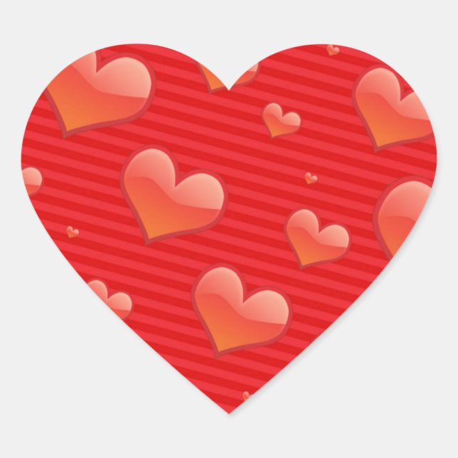 Rote Herzen. Herz-Aufkleber (Vorderseite)