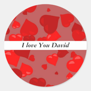 Rote Herzen, i-Liebe Sie David Runder Aufkleber
