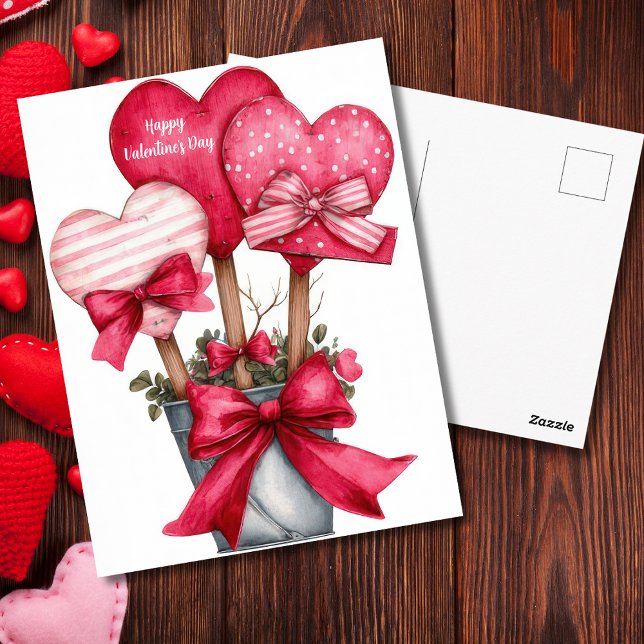 Rote Herzen in einem Valentinstag-Pot-Karten  Postkarte (Von Creator hochgeladen)
