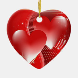 Rote Herzen Keramik Ornament