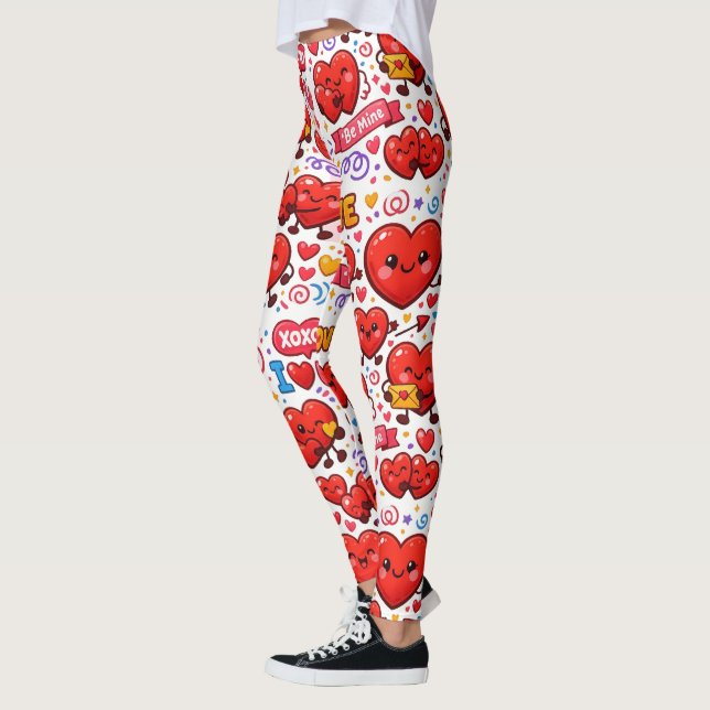 Rote Herzen Liebe Abstrakte Leggings (Links)