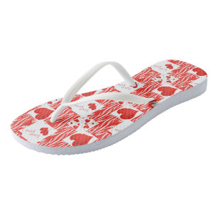 Rote Herzen, Liebe. Flip Flops
