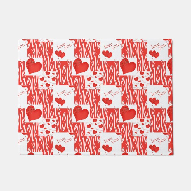Rote Herzen, Liebe. Fußmatte (Vorderseite)