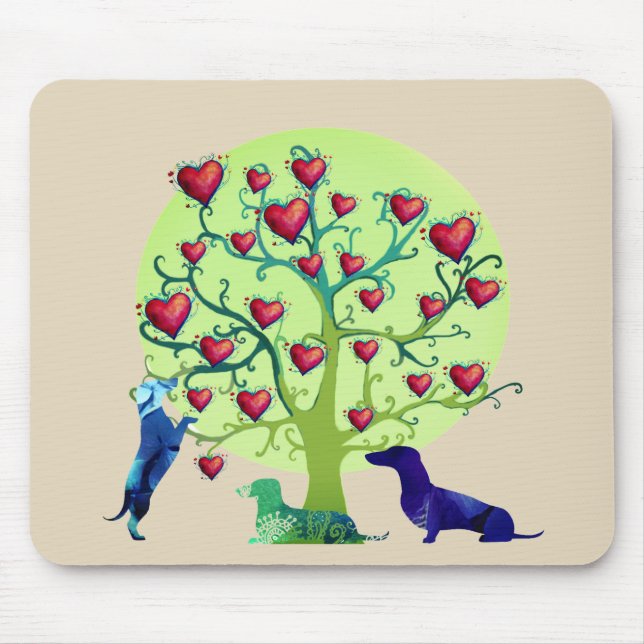 Rote Herzen Liebe Garden Dackel Mousepad (Vorne)