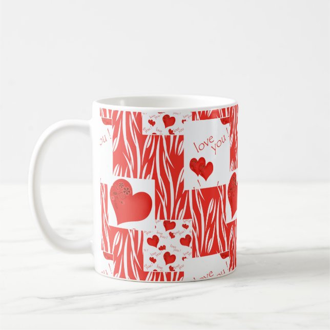 Rote Herzen, Liebe. Kaffeetasse (Links)