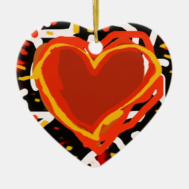 rote Herzen, Liebe Keramik Ornament (Vorne)