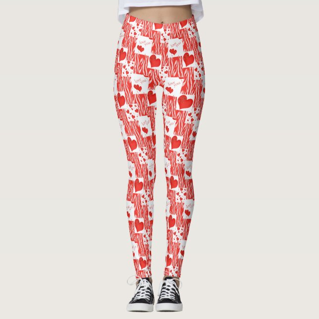 Rote Herzen, Liebe. Leggings (Vorderseite)