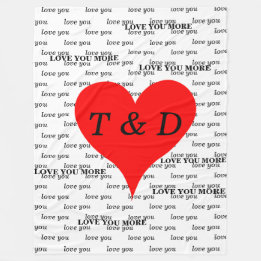 Rote Herzen Liebe Sie Liebe Sie mehr Monogramm Fleecedecke