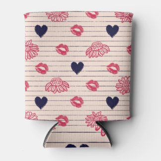 Rote Herzen, Lippen, Gänsehaut. Dosenkühler