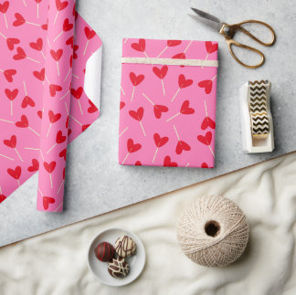 Rote Herzen Lutscher Liebe Valentinstag Rosa Geschenkpapier
