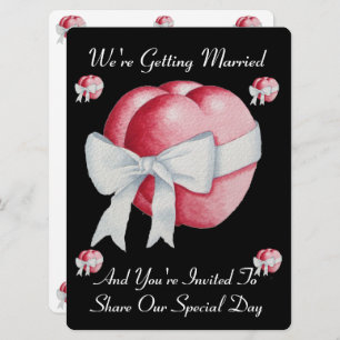 Rote Herzen mit weißem Bogen Band Hochzeit lädt Einladung