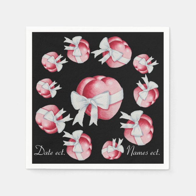 rote Herzen mit weißen Bögen für Hochzeiten gebund Serviette (Vorderseite)