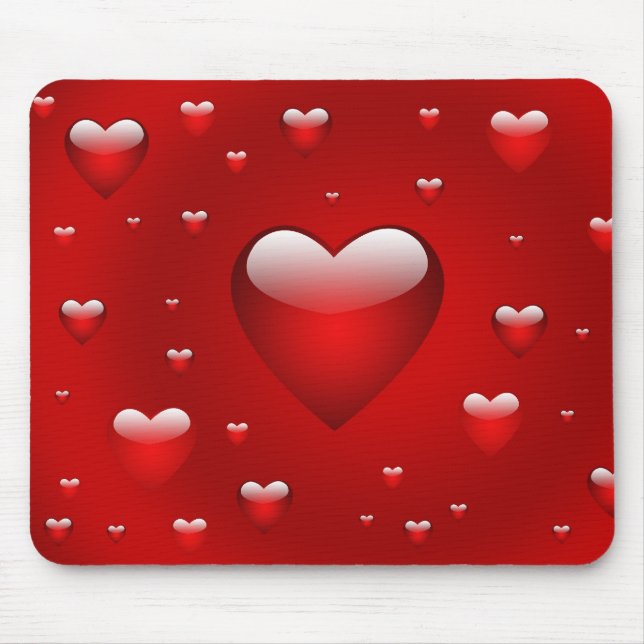 Rote Herzen Mousepad (Vorne)