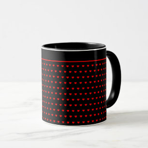 Rote Herzen Muster auf Schwarz Tasse