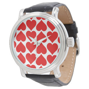 Rote Herzen Muster, Romantisch, Liebe Armbanduhr
