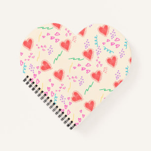 Rote Herzen Muster Spiral Notebook Notizbuch