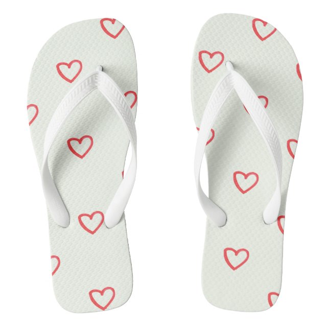 Rote Herzen Muster, süß, Liebe Flip Flops (Fußbett)