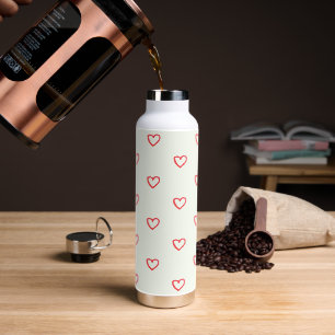 Rote Herzen Muster, Süß, Liebe Trinkflasche