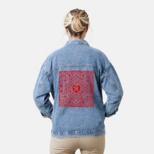 Rote Herzen Personalisiertes Initial-Design Jeansjacke