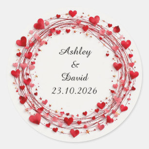 Rote Herzen Rahmen Runder Aufkleber