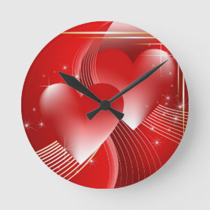 Rote Herzen Runde Wanduhr