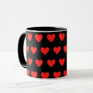 Rote Herzen schwarzer Hintergrund Tasse
