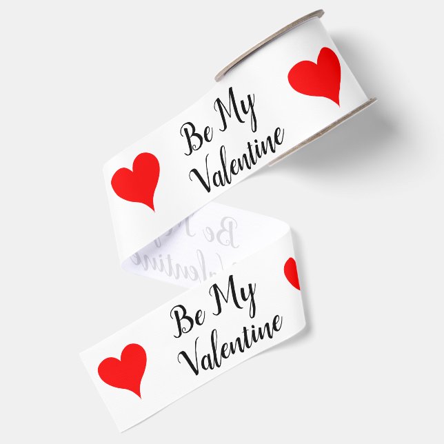 Rote Herzen, sei mein Valentinstag 3" Ripsband (Rückseite)