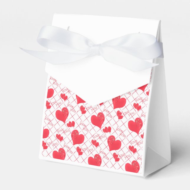 Rote Herzen, Text, "Liebe du" . Geschenkschachtel (Vorderseite)