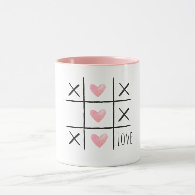 Rote-Herzen-Tic-Tac-Toe-Liebe Tasse (Zentrum)