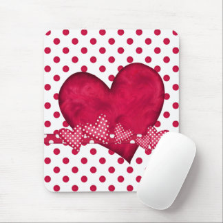 Rote Herzen und Punkte Mousepad