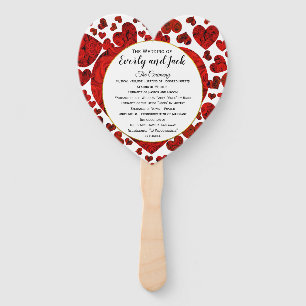 Rote Herzen und Rose Hochzeitsprogramm Elegantes G Fächer