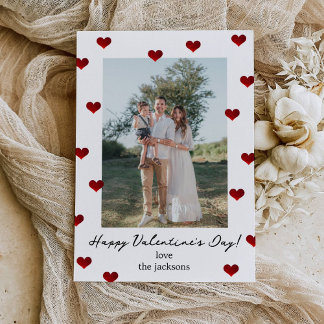 Rote Herzen Valentinstag Foto Feiertagskarte Einladung