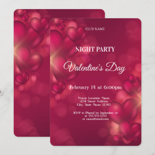 Rote Herzen Valentinstag Nachtparty Einladung