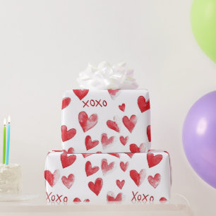Rote Herzen XOXO Valentinstag Geschenkpapier