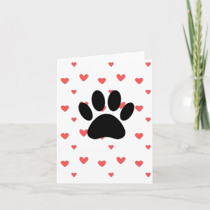 Rote Herzen Zeichnend mit Dog Paw Print Background Karte