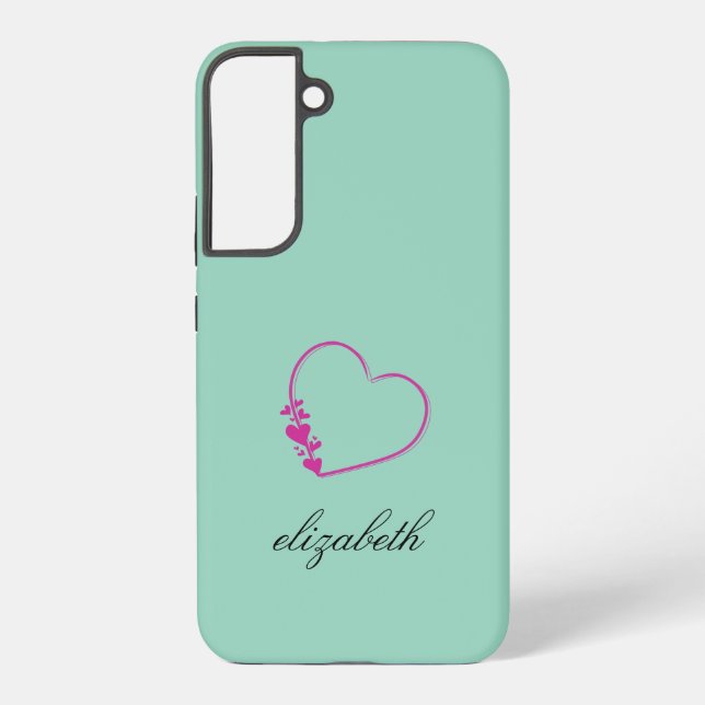 rote Herzform farbenfroher Hintergrund personalisi Samsung Galaxy Hülle (Rückseite)