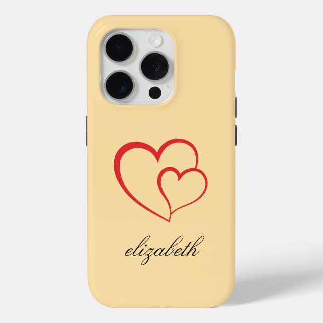 rote Herzform farbiger Hintergrund personalisiert Case-Mate iPhone Hülle (Rückseite)