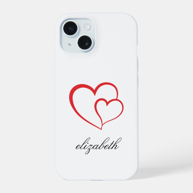 rote Herzform mit personalisiertem Hintergrund  iPhone 15 Hülle (Rückseite)