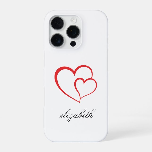 rote Herzform mit personalisiertem Hintergrund  iPhone Hülle (Rückseite)