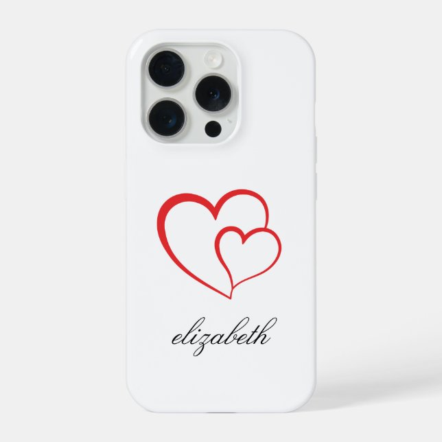 rote Herzform mit personalisiertem Hintergrund  iPhone Hülle (Rückseite)