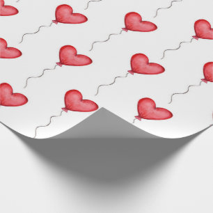 Rote herzförmige Luftballons Geschenkpapier