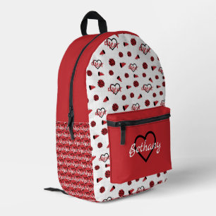 Rote Herzklopfe, Pom Poms, Megaphone Muster Bedruckter Rucksack