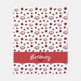 Rote Herzklopfe, Pom Poms, Megaphone Muster Fleecedecke