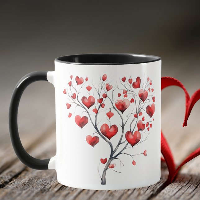 Rote Herzklopfen Wasserfarbe Valentinstag Tasse (Von Creator hochgeladen)