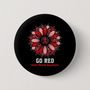 Rote Herzkrankheiten Aufklärung Monat Ribbon Sonne Button