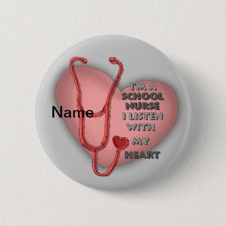 Rote Herzschule Button